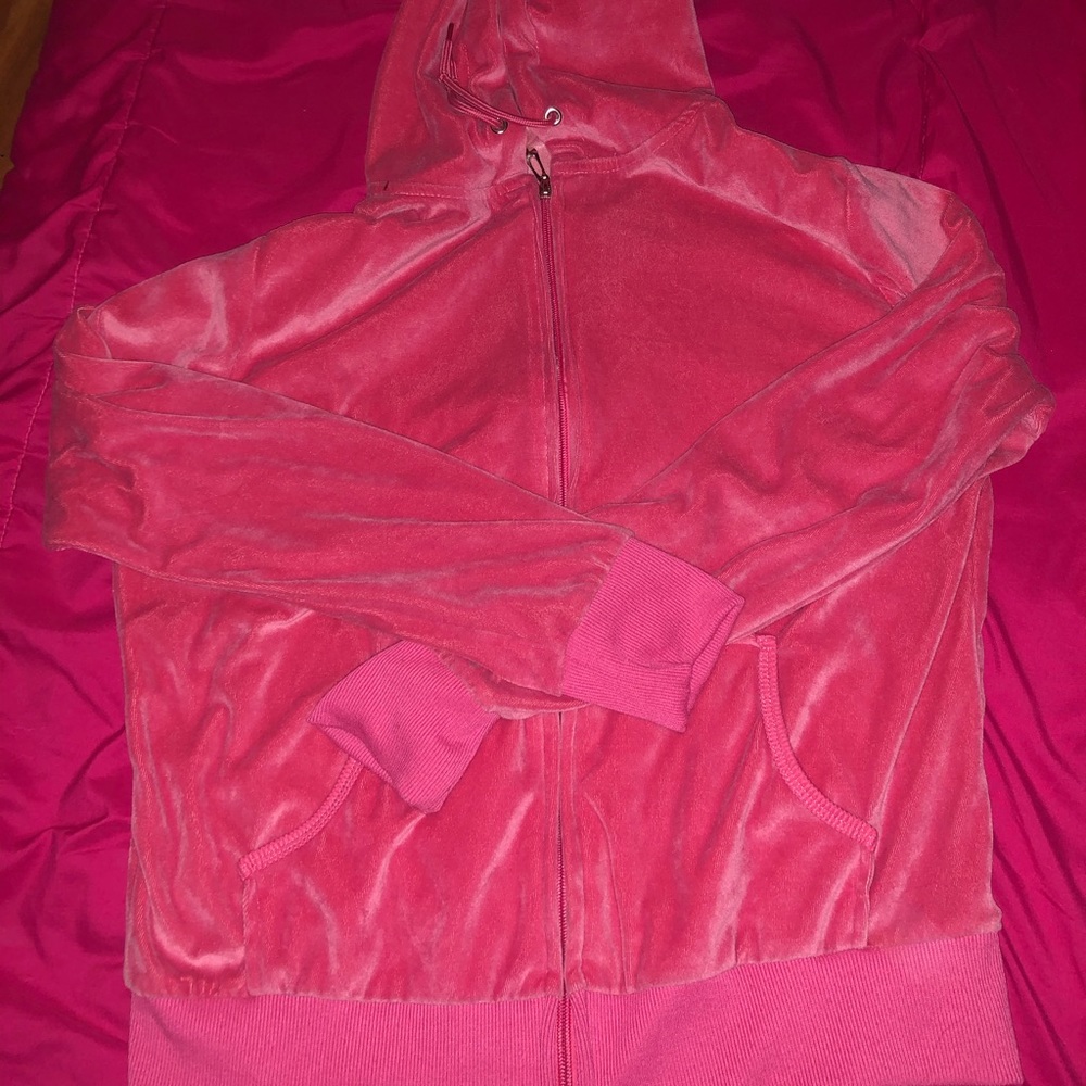 pink velvet zip up